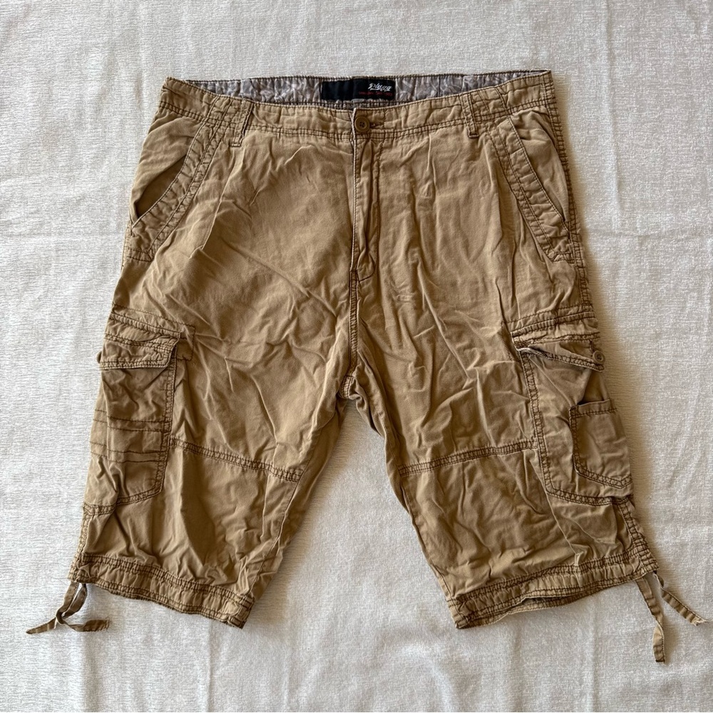 Plugg Cargo Shorts Mens Size 36 Tan Brown Cotton‎ Utility Pockets Casual